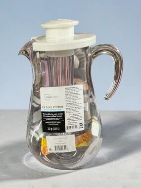 Mainstays Clear Ice Core Pitcher with White Lid and Handle